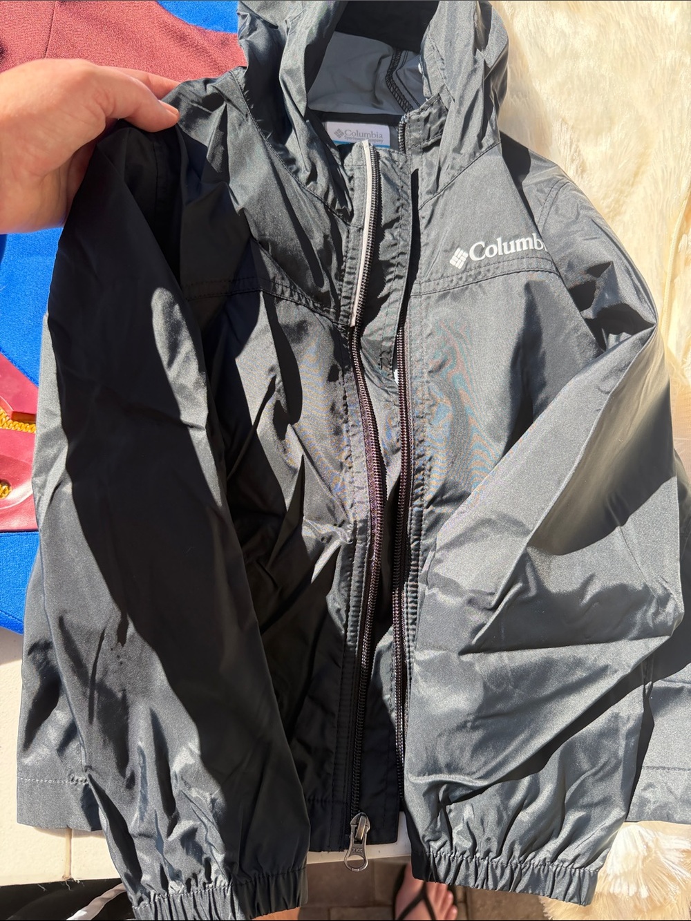 Columbia Kids Black Hooded Rain Jacket